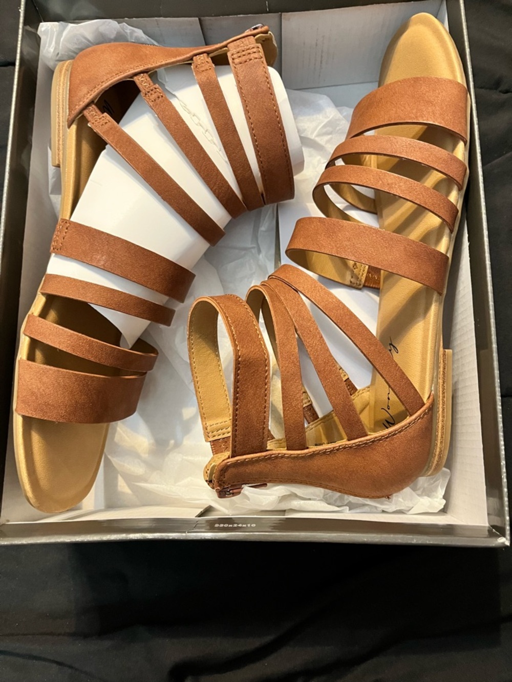 Waverly Multi-Strap Flat Sandals in Chestnut Brown